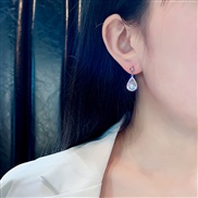 ( Silver needle Drop  Silver)silver ear stud woman Korea temperament drop zircon super earrings brief arring woman