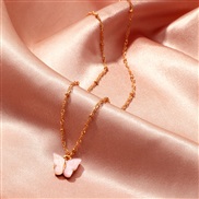 (NZfense)occidental style ins style color Acrylic butterfly necklace sweet clavicle chain chain
