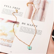 (NZlvse)occidental style ins style color Acrylic butterfly necklace sweet clavicle chain chain