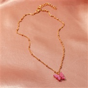 (NZzise)occidental style ins style color Acrylic butterfly necklace sweet clavicle chain chain