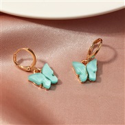 (EZ lvse) occidental style  fashion fashion color Acrylic butterfly earrings personality butterfly buckle woman