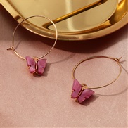 (EZzise) occidental style  fashion fashion color Acrylic butterfly earrings personality butterfly buckle woman