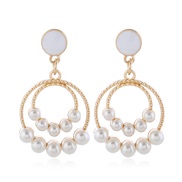 fine Korean style fashion  sweetOL  concise circle Pearl personality ear stud
