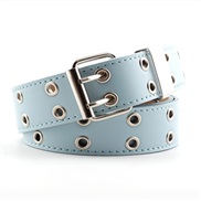 (sky blue )punk wind Double row eyesPU belt  lady Korean style Cowboy fashion chain ornament width belt woman