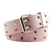 ( Pink)punk wind Double row eyesPU belt  lady Korean style Cowboy fashion chain ornament width belt woman