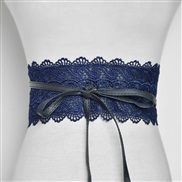 ( Navy blue) occidental style lady multicolor Optional width Girdle  lace flower ornament width belt  women belt