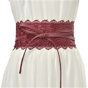 ( Burgundy) occidental style lady multicolor Optional width Girdle  lace flower ornament width belt  women belt
