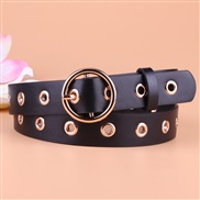 ( black)personality womenPU belt  Korean style all-Purpose buckle lady eyes ornament belt
