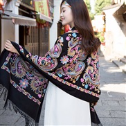 ( black)Autumn and Winter Nepal imitate sheep velvet embroidery ethnic style scarf woman travel shawl
