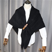 ( black)leather buckle knitting samll cardigan woolen samll  thick warm Collar  Autumn and Winter shawl woman