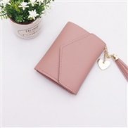 ( light pink )short style coin bag woman student Korean style love tassel coin Purse Mini small fresh multifunction Wall