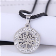Korean style fashion  Metal concise tree diamond stainless steel personality necklace