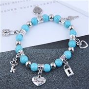 Korean style fashion concise love keylock more elements pendant turquoise temperament bracelet