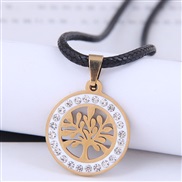Korean style fashion  Metal concise tree diamond stainless steel personality necklace