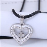 Korean style fashion  Metal concise Word love diamond stainless steel personality necklace