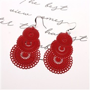 ( red)silver occidental style Alloy earrings temperament Round geometry flowers candy color Earring
