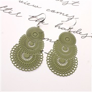 (green )silver occidental style Alloy earrings temperament Round geometry flowers candy color arring
