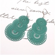 (green )silver occidental style Alloy earrings temperament Round geometry flowers candy color arring