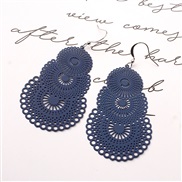 silver occidental style Alloy earrings temperament Round geometry flowers candy color arring