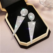 ( Silver)silver diamond Round earrings occidental style fashion brief personality exaggerating earring long style arring