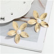 ( Gold)occidental style brief fashion flowers earrings fashion embed Pearl earrings Alloy ear stud