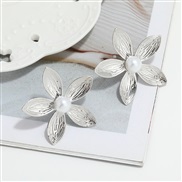 ( Silver)occidental style brief fashion flowers earrings fashion embed Pearl earrings Alloy ear stud
