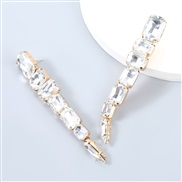 ( white)Korean style fashion exaggerating Alloy diamond Rhinestone geometry long style earrings womanins Earring