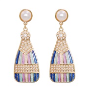 ( blue)occidental style personality Alloy diamond earrings color enamel ear stud earring arring woman