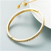 creative personality brief geometry buckle bangle woman bronze gold plated embed zircon high