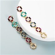 ( Color)fashion personality multilayer samll square Alloy color Rhinestone diamond long style earrings woman retro tempe