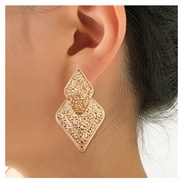 ( Gold)occidental style brief  fashion rhombus Alloy carving personality geometry earrings womanearrings F