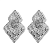 ( Silver)occidental style brief  fashion rhombus Alloy carving personality geometry earrings womanearrings F