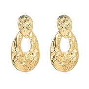 ( Gold)occidental style retro brief gold Round earrings personality wind Alloy exaggerating style ear stud
