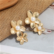 ( Gold)occidental style fashion new exaggerating embed Pearl temperament all-Purpose lady Shells ear stud