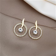 (E)silver circle annular diamond ear stud woman sweet fresh earrings samll Earring