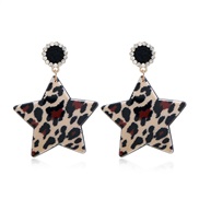 ( champagneKCgold  leopard print)fashion retro personality trend Acrylic leopard earrings occidental style Five-pointed 