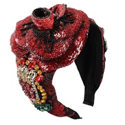 ( red)occidental style exaggerating plastic sequin beads glass diamond velvet flower width Headband trend Headband
