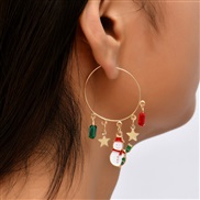 occidental style trend geometry enamel crystal christmas earrings woman ins personality day earring
