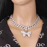 ( Set in drill necklace  White K) necklace  trendins wind diamond butterfly big gold clavicle chain man woman