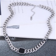 occidental style fashion Metal concise four square titanium steel temperament necklace