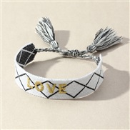 (BZbaise) occidental style  Bohemia ethnic style handmade Word tassel weave bracelet