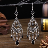 (E  black)  long style Chinese style diamond earring occidental style textured drop earrings retro arring