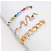 (B)exaggerating Alloy chain multilayer bracelet woman  occidental style fashion gold bangle