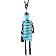 ( Lake Blue )apan and Korea sweater chain woman long style fully-jewelled necklace crystal sequin girl pendant necklace