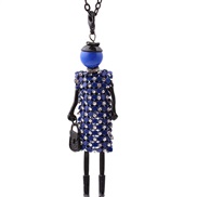 ( sapphire blue )apan and Korea sweater chain woman long style fully-jewelled necklace crystal sequin girl pendant neckl