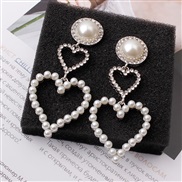( Silver)silver earrings woman love imitate Pearl Rhinestone long style bride earring Korea fashion temperament arring