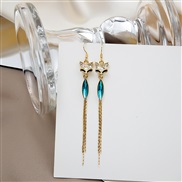(E ) long style zircon fox earrings woman tassel arring temperament fashion all-Purpose earring