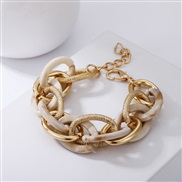 (gold  Bracelet)occidental style multilayer splice Metal bracelet Acrylic leopard geometry mixing color aluminum chain p
