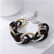 (gold  Silver Black Bracelet)occidental style multilayer splice Metal bracelet Acrylic leopard geometry mixing color alu