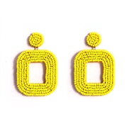 ( square  yellow)occidental style creative ethnic style ear stud woman color love arring Bohemia handmade Cloth heart-sh